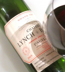 lynch bages 89 bottle & glass side