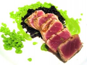 Ahi with Pea Caviar