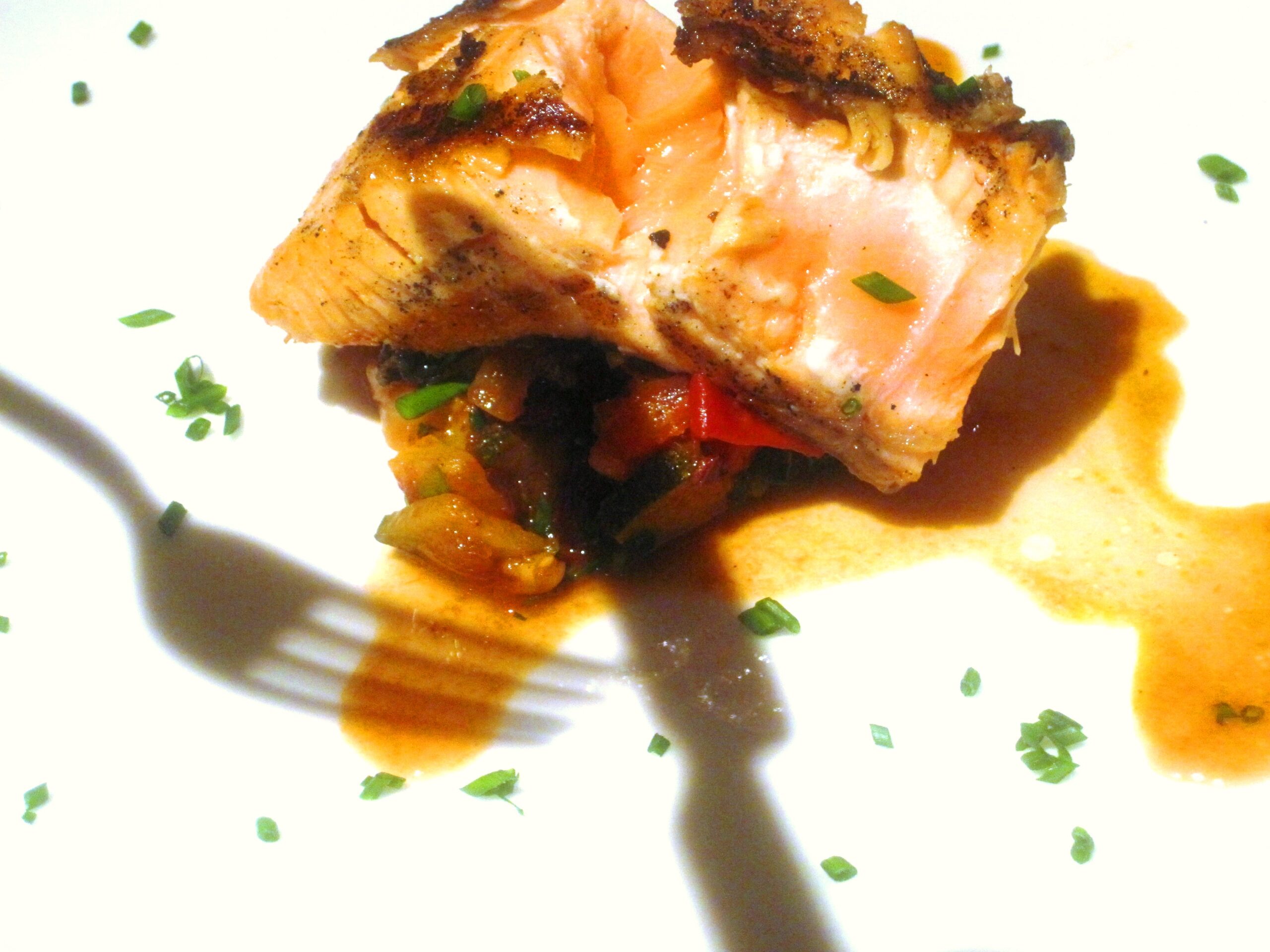 Pan Roasted Salmon Rhone Wine, slow cooked winter vegetables wine food match