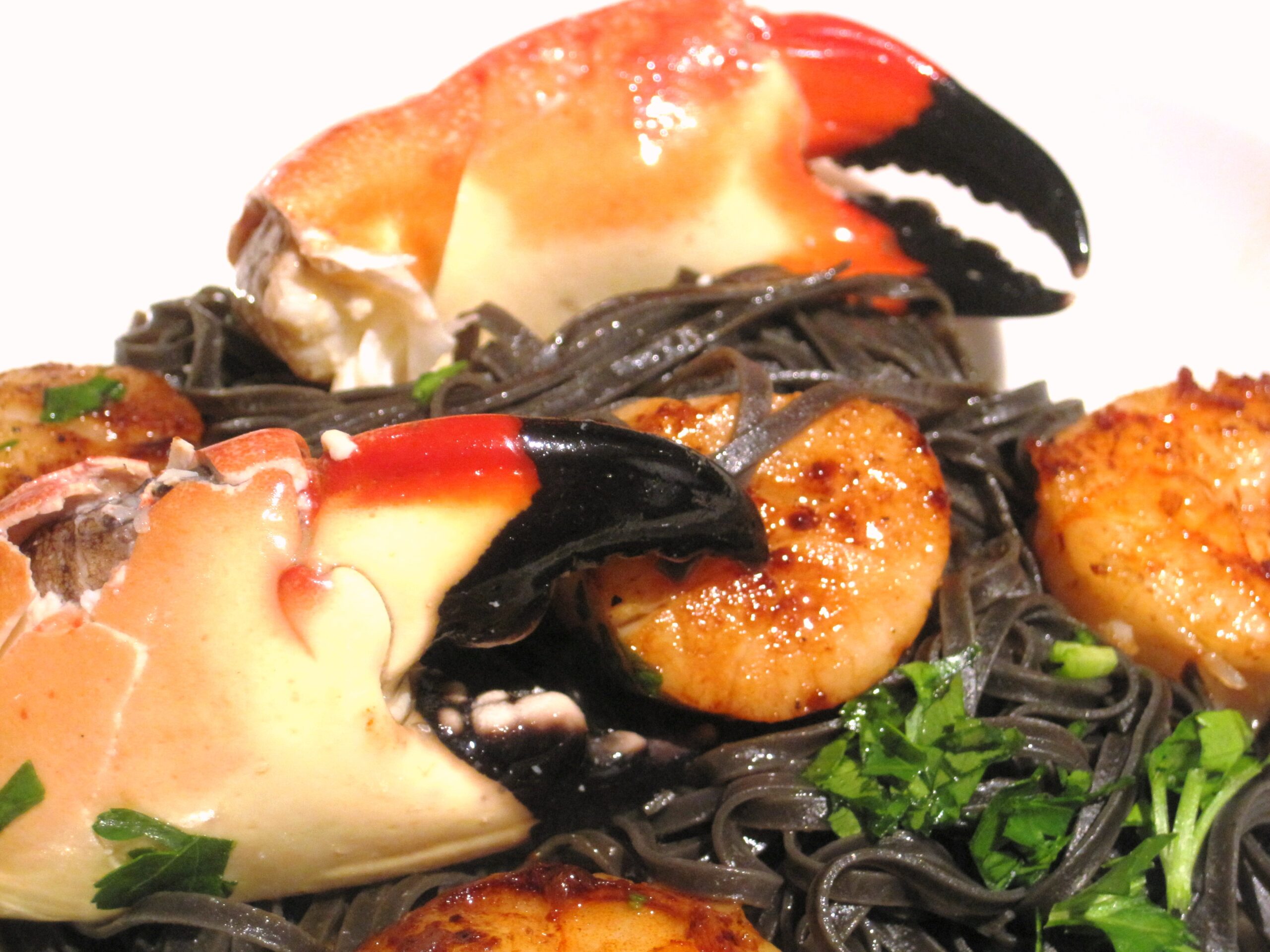 Squid Ink Pasta with Shellfish and Wine, Food and Wine Pairing