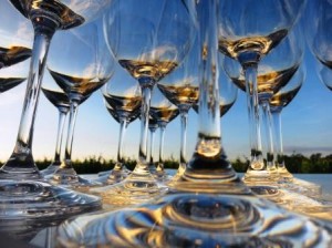 Bordeaux Glasses sunny blue sky